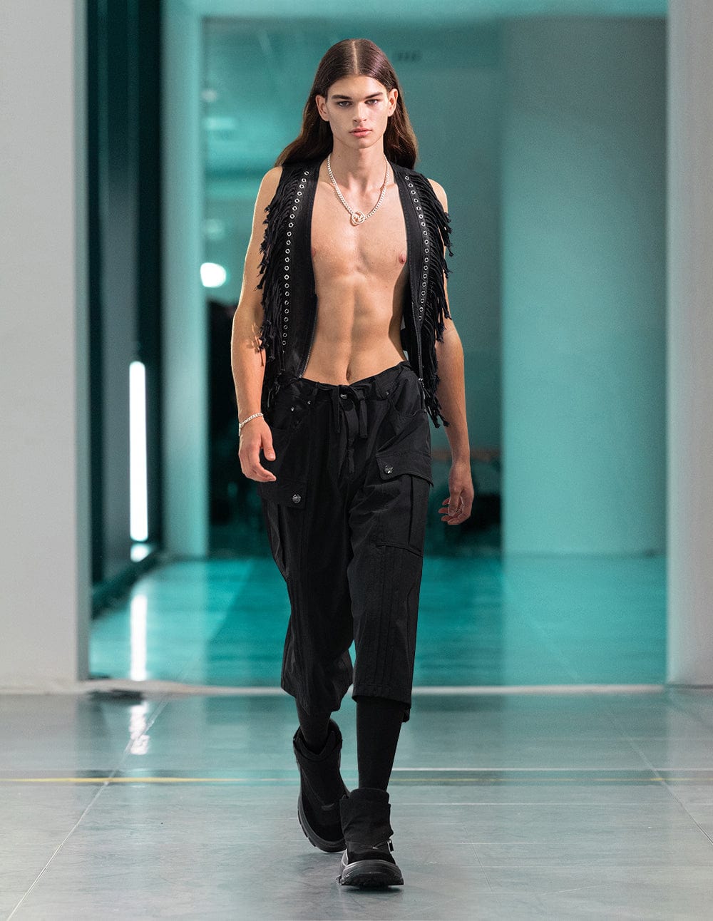 Women's Washed Denim Fringed Vest