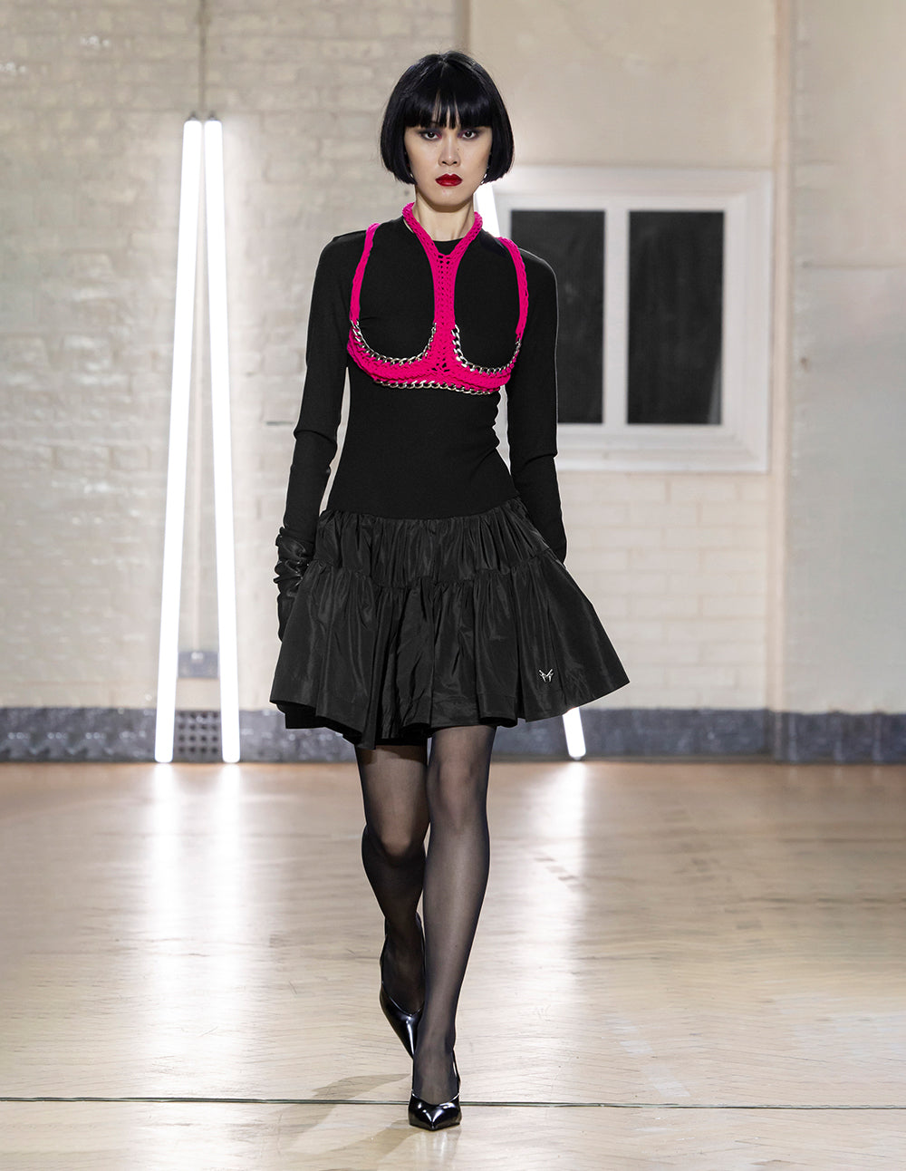 MF Round Neck Knitted Patchwork Woven Tutu Dress