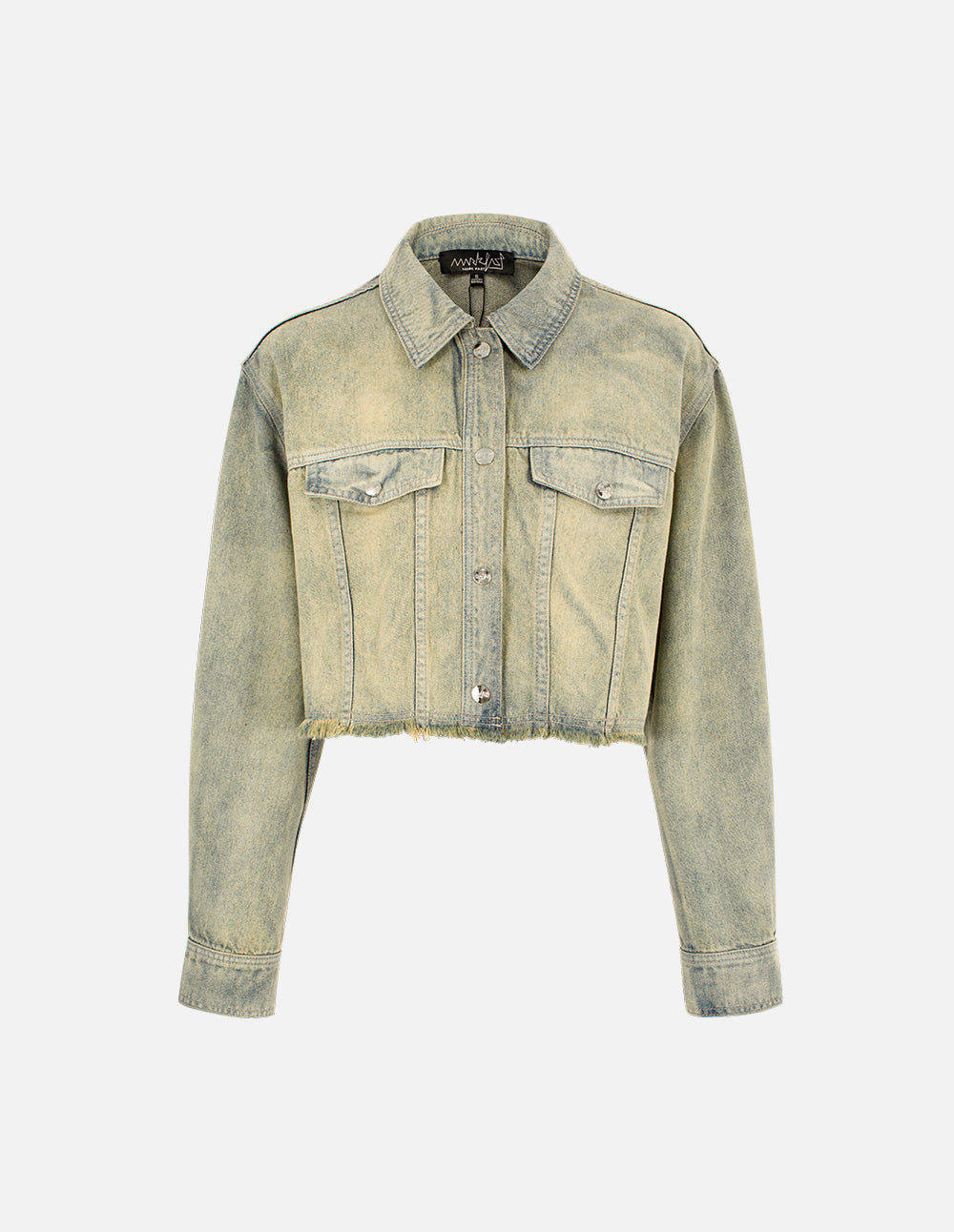 Women's Distressed Tie-Dye Khaki Cropped Jacket