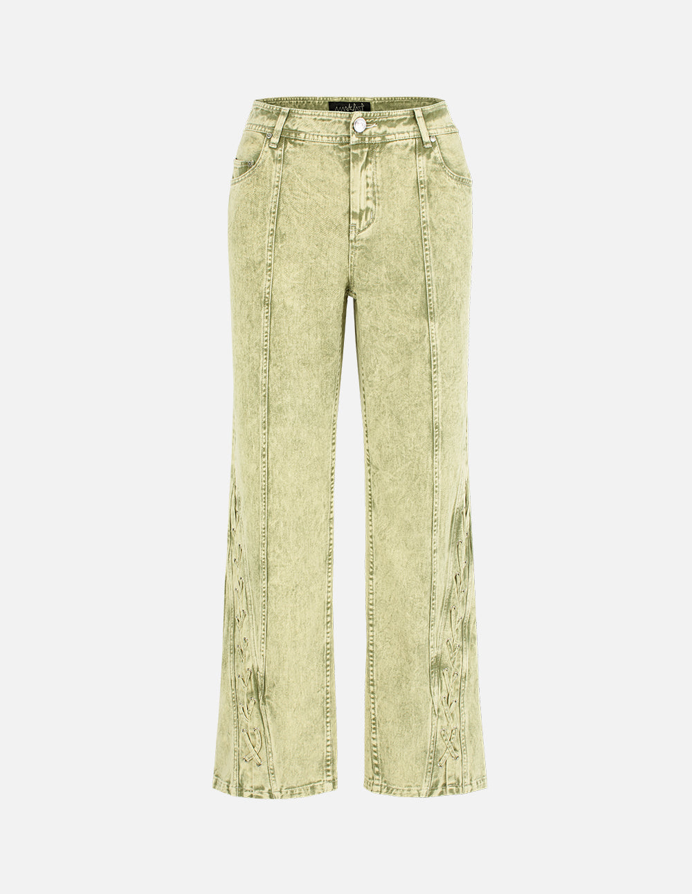 Women's Olive Green Bootcut Wide Leg Jeans