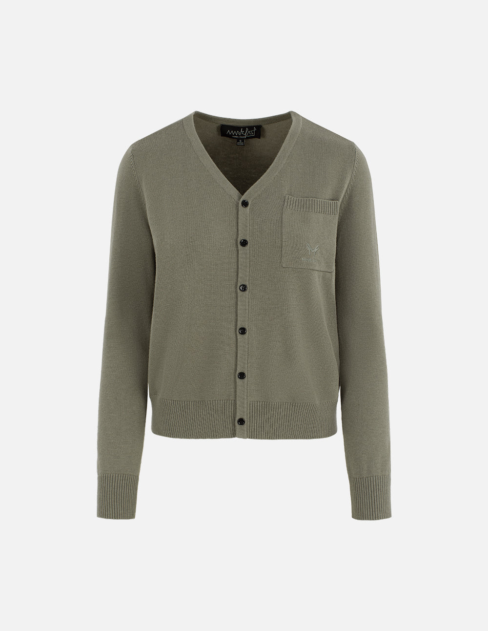 MF versatile loose light gray khaki V-neck knitted cardigan