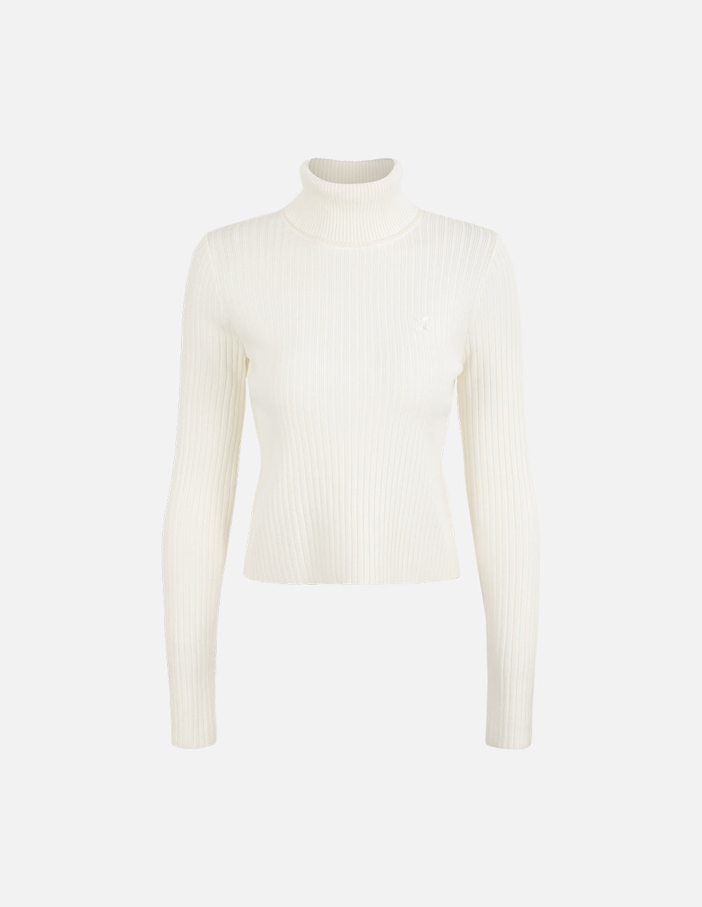 MF Premium White Versatile Turtleneck Ribbed Knit Pullover