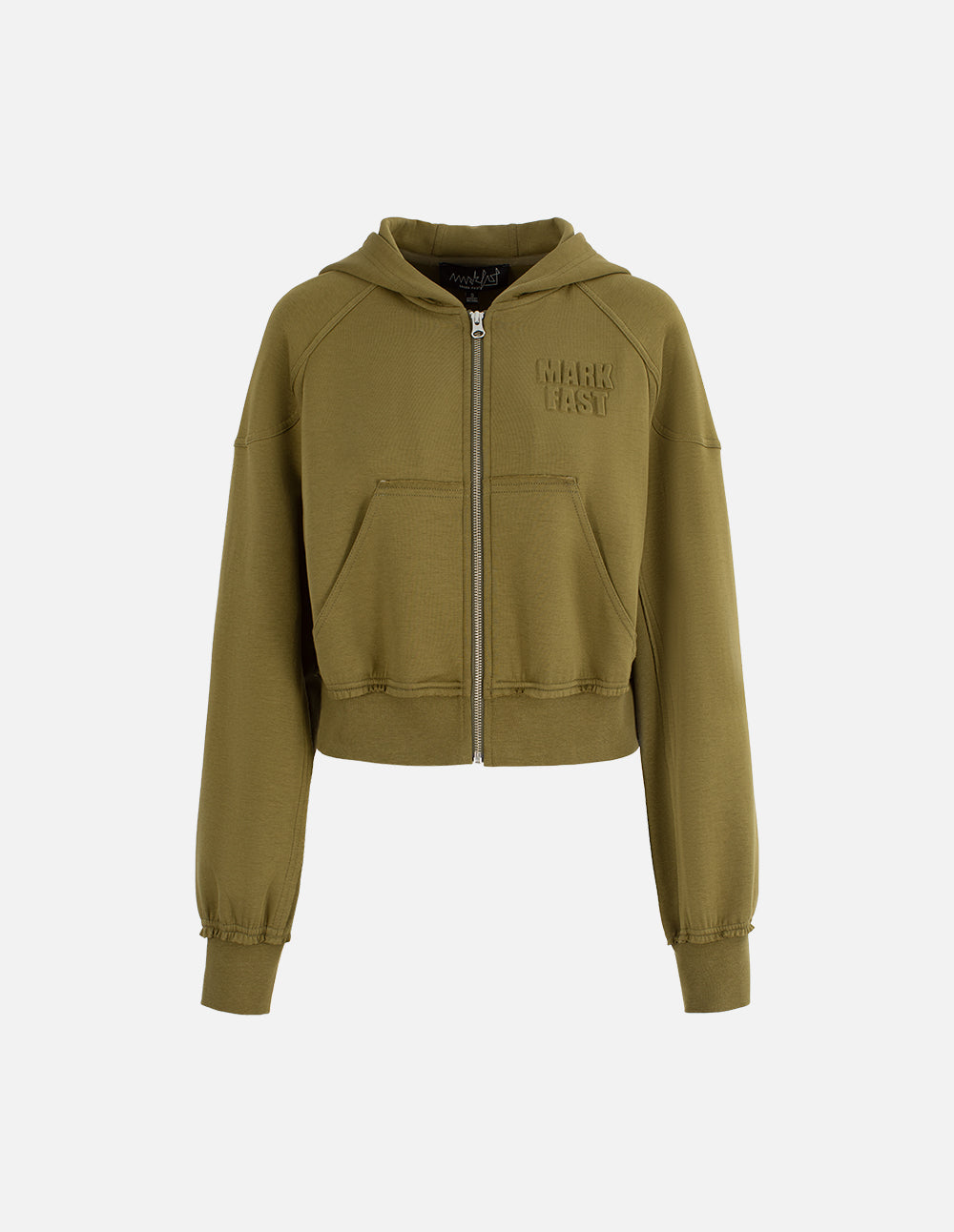 MF Pleated Ruffled Olive Green Threaded Sweatshirt