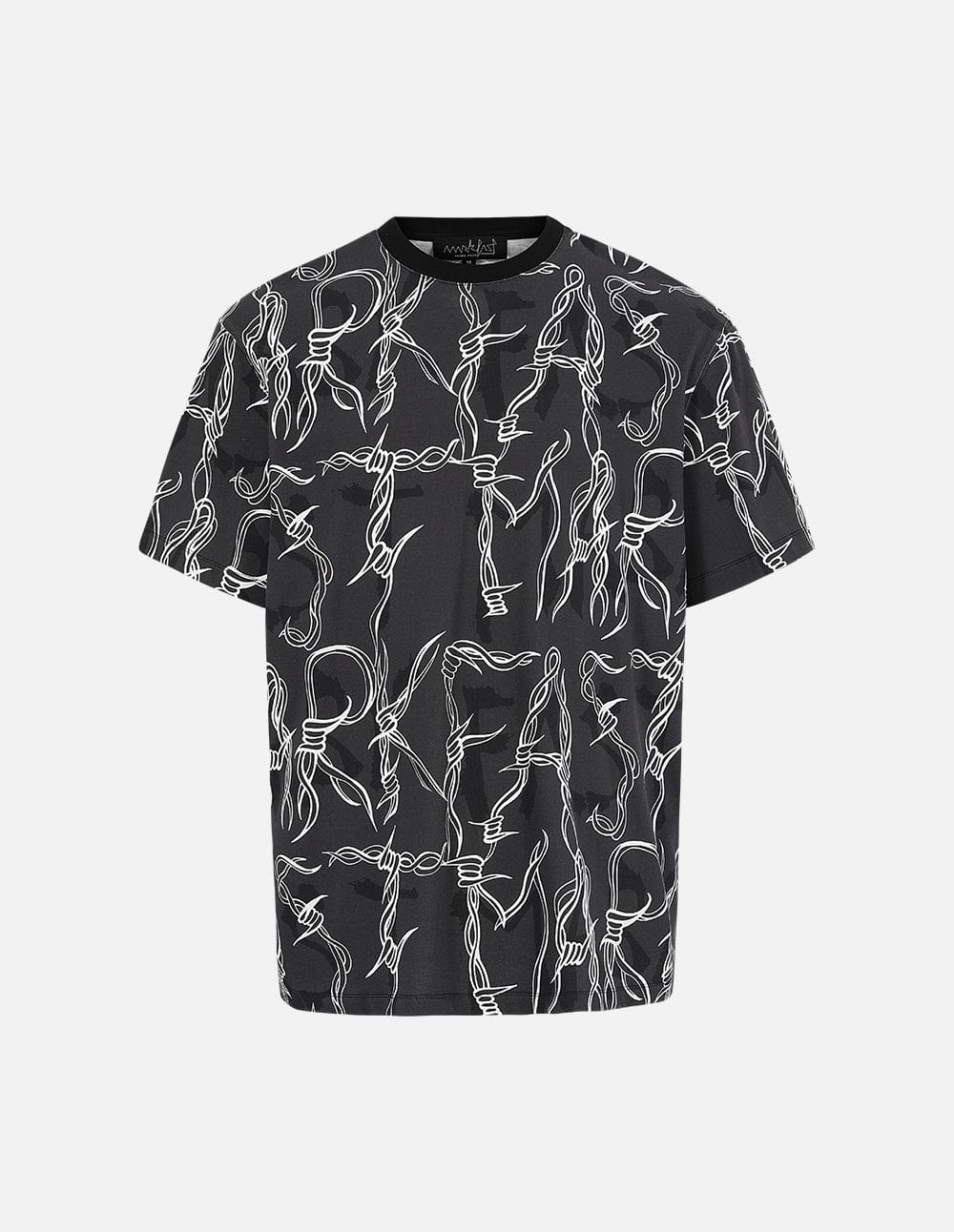 Men's Black Thorn Print Cotton T-Shirt