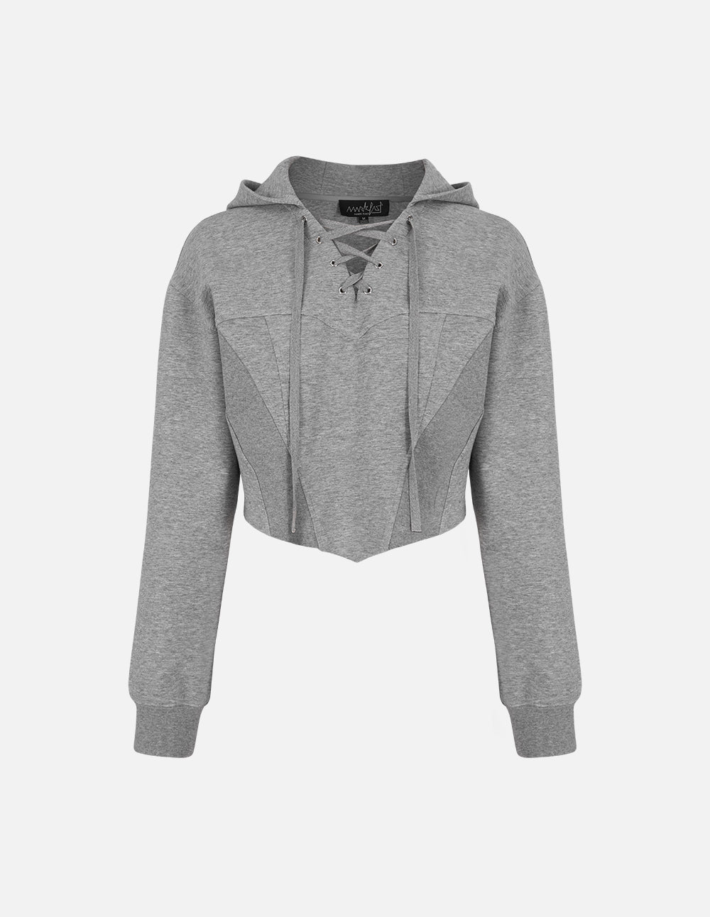 Women's Gray Hooded Short Sweatshirt