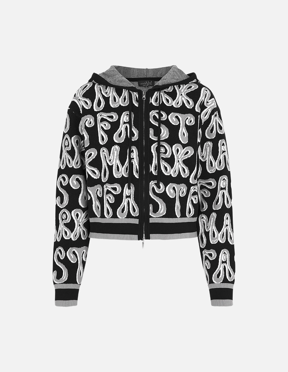 Women's contrast logo hooded knitted cardigan