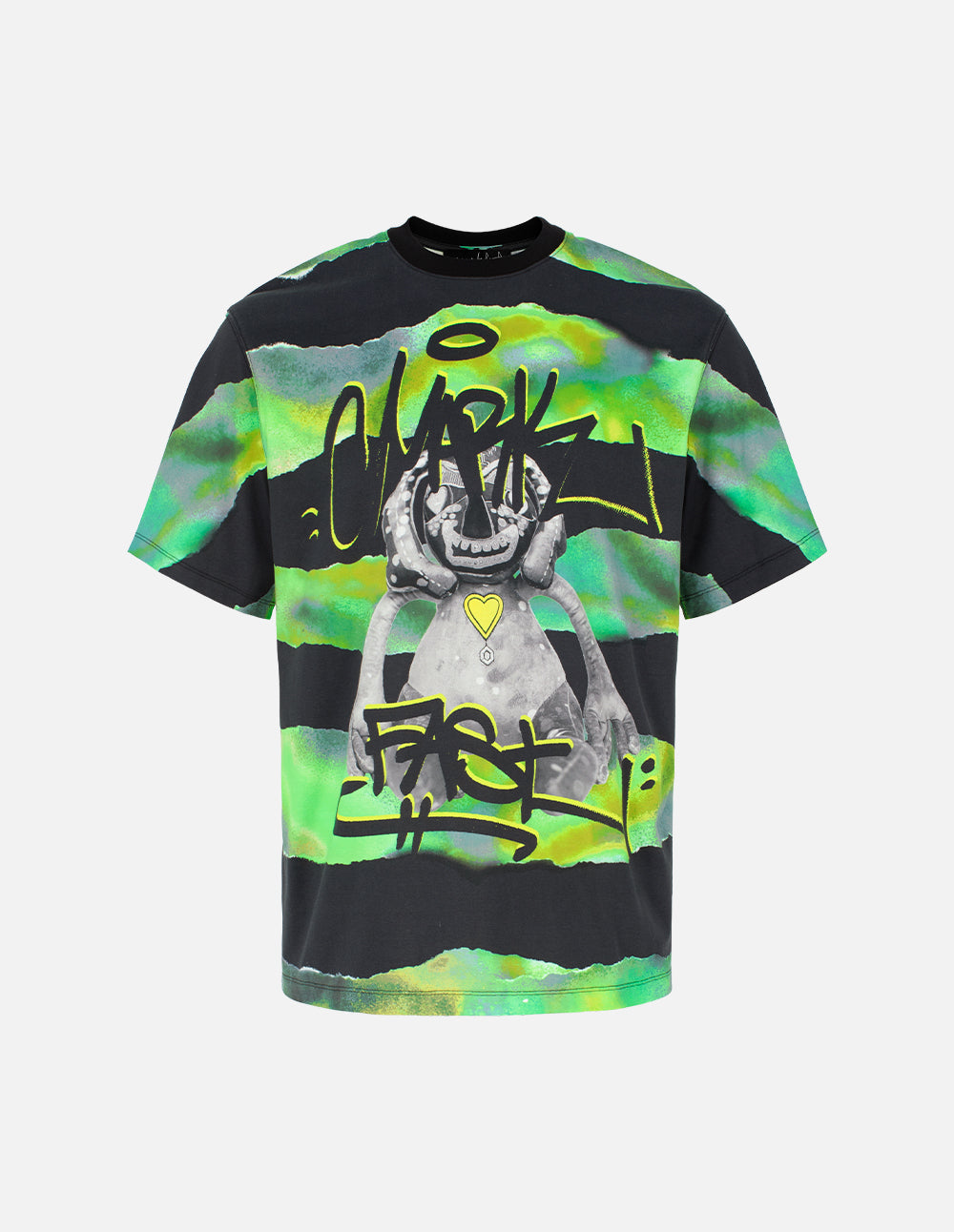 Loose Striped Monster Print T-Shirt