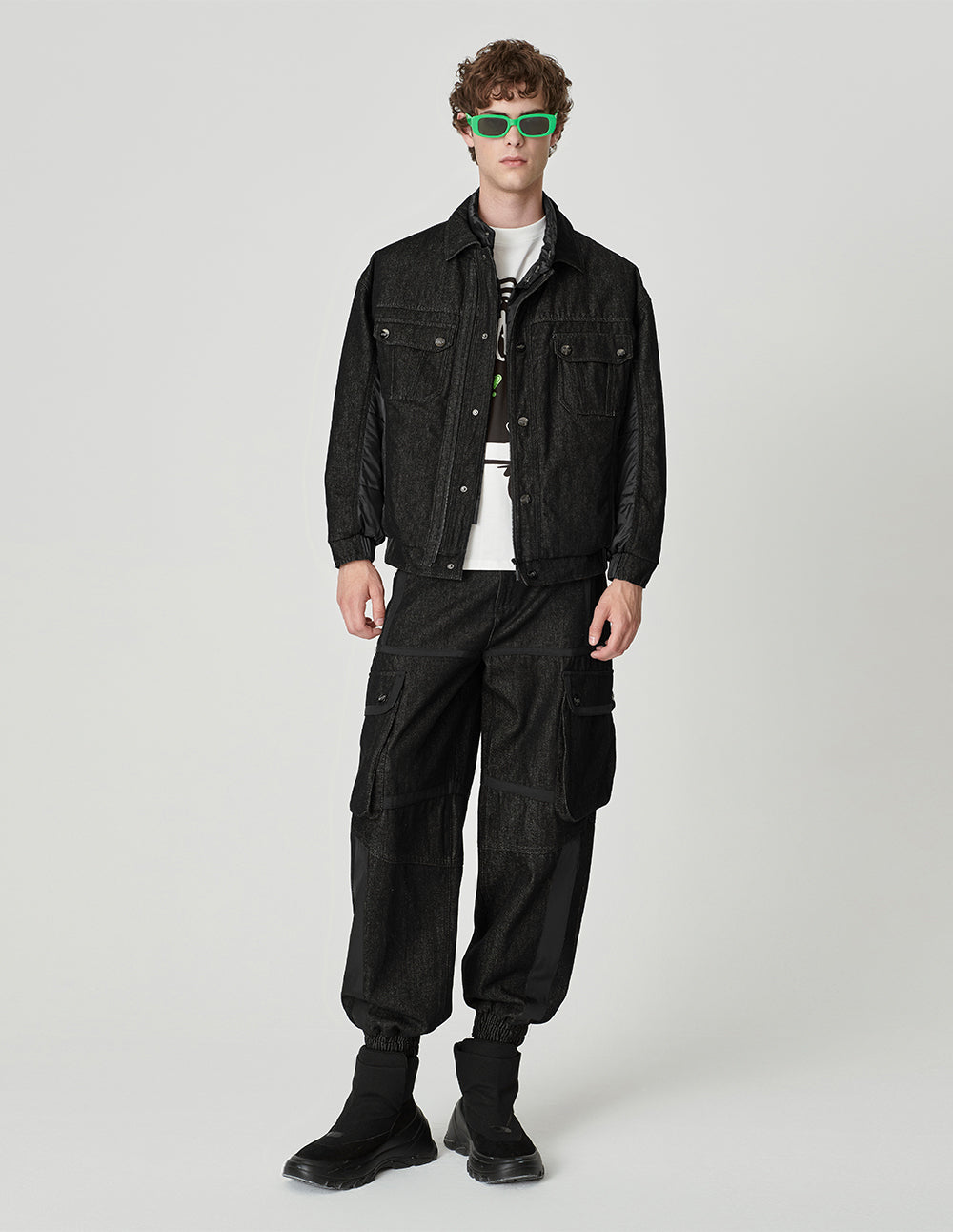 Men's Quilted Patchwork Washed Jeans