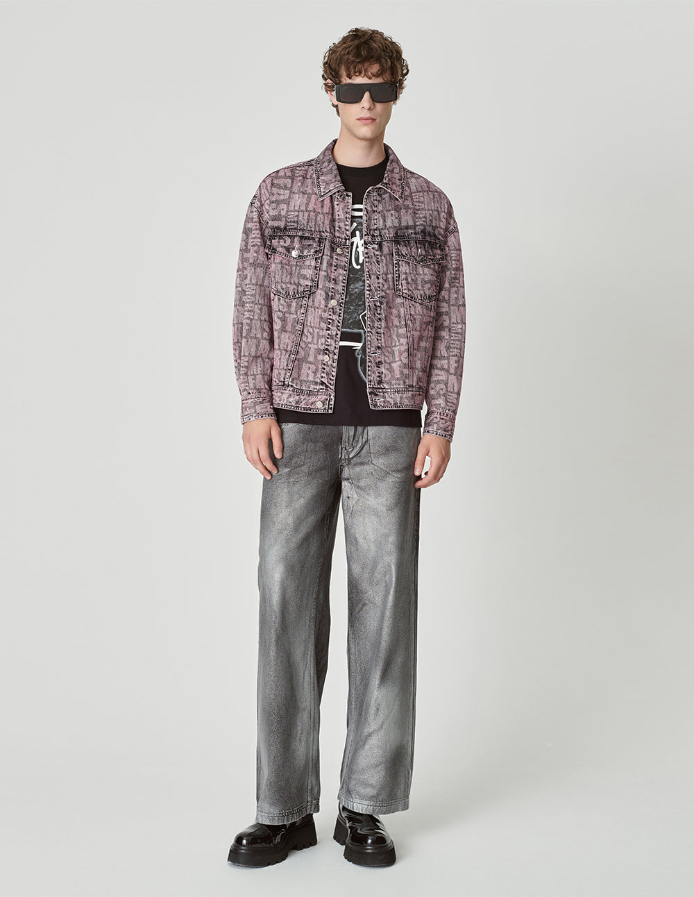 Couple Style Snowflake Dyed Washed Denim Jacket