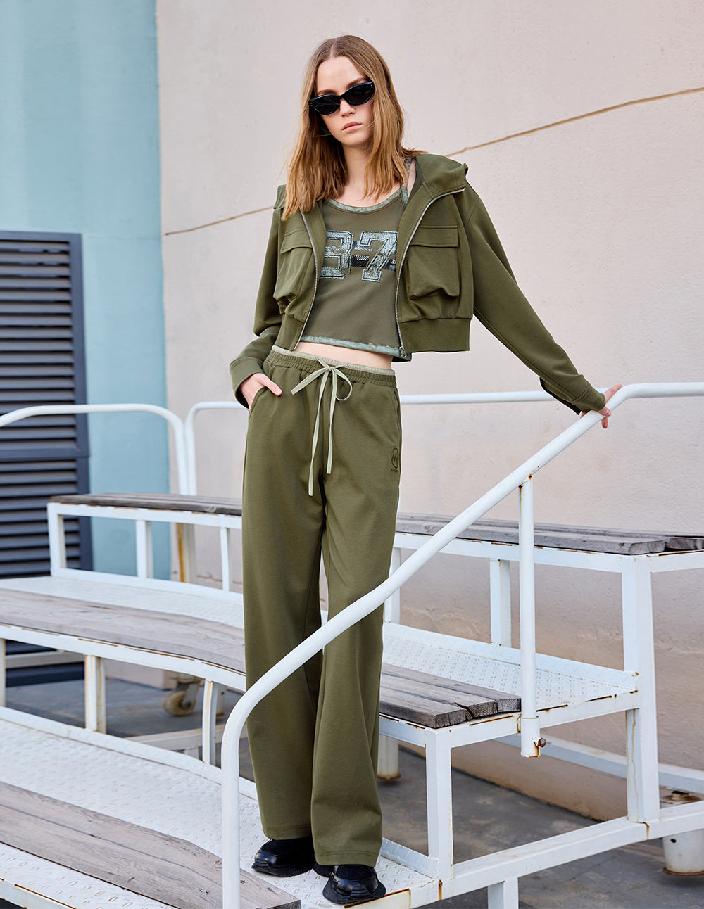 Women's Olive Green Hooded Loose Coat