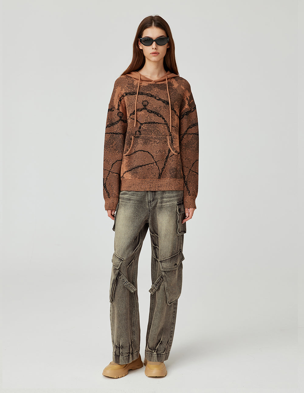 MF Artistic Multi-Pocket Three-Dimensional Pinch Pleat Loose Washed Jeans