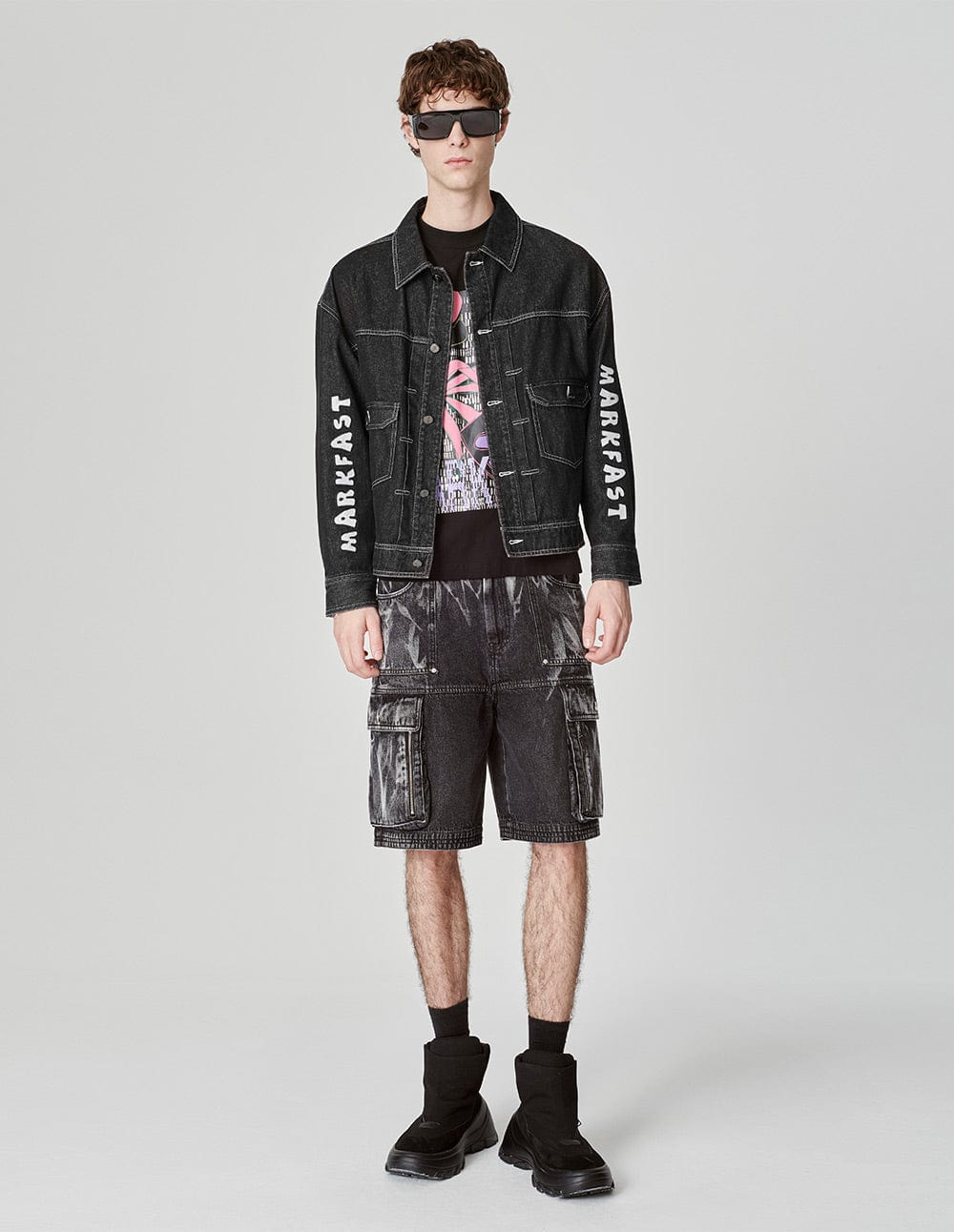 Unisex Embroidered Printed Washed Denim Jacket