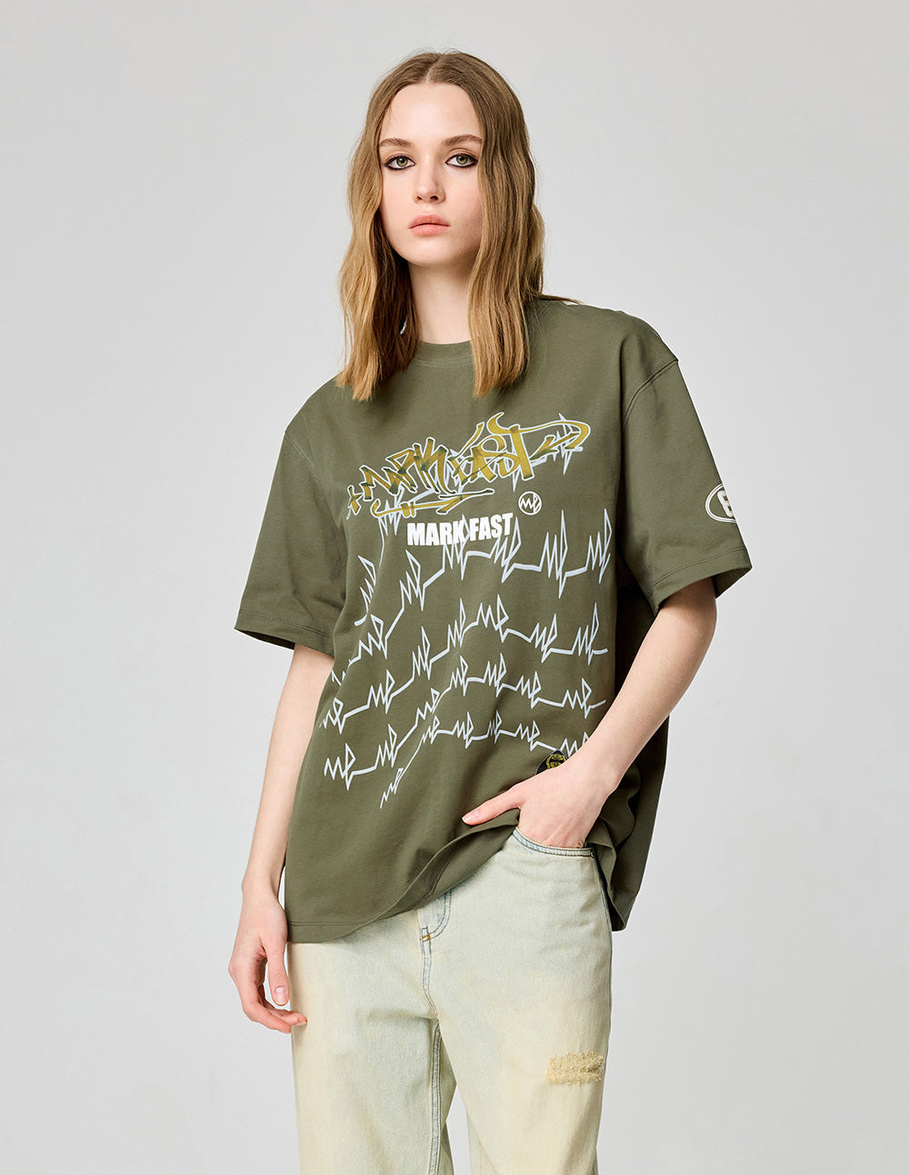 Couple style letter logo printed cotton T-shirt