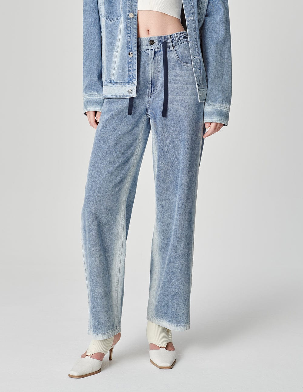 Unisex Spray Washed Denim Trousers