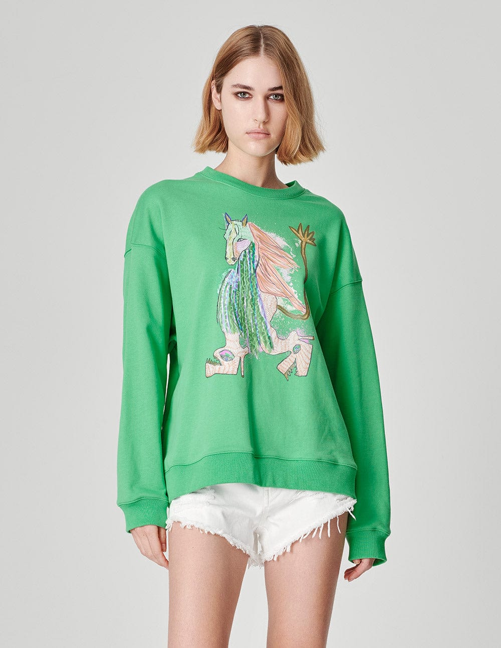 Unisex Pony Print Cotton Sweatshirt