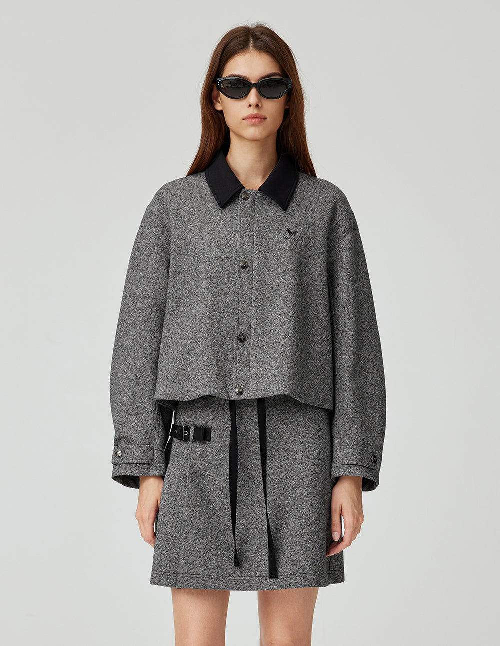 MF contrast lapel stitching loose slim jacket