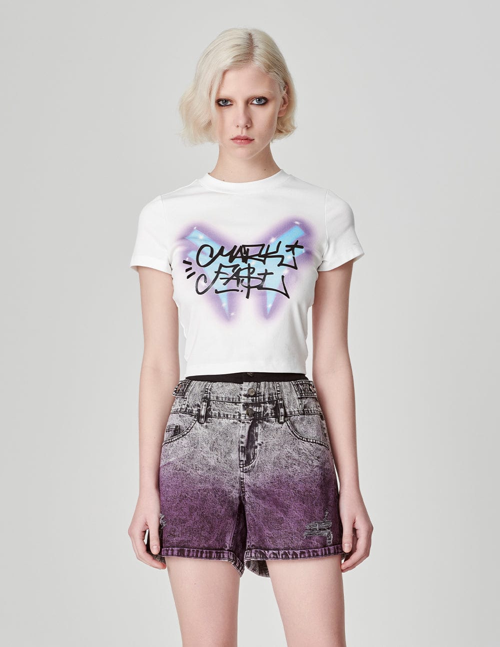 Women's Electric Butterfly Print Short T-Shirt