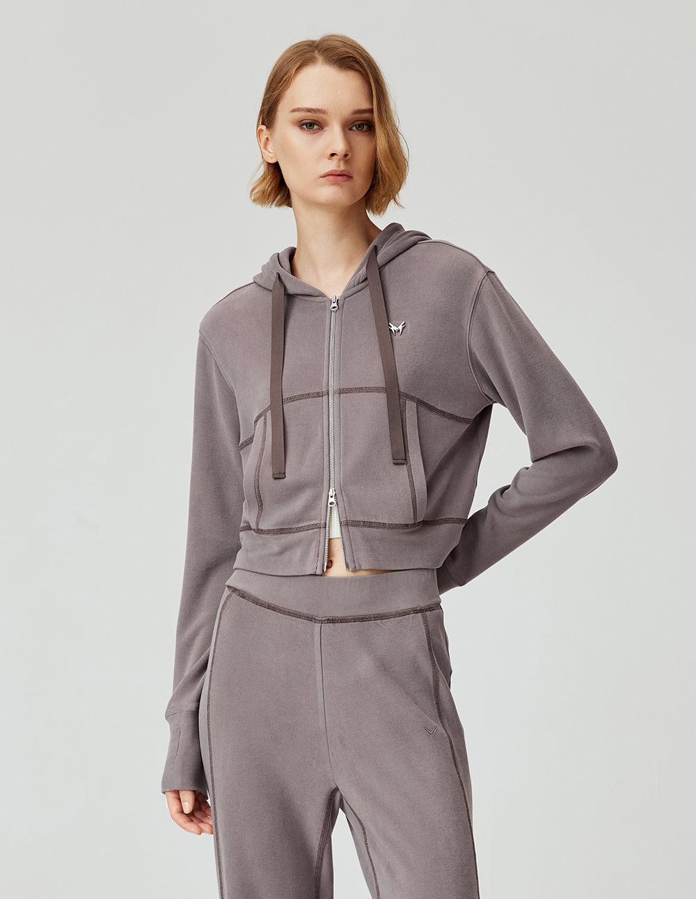 MF casual hooded tie double-opening zipper knitted jacket