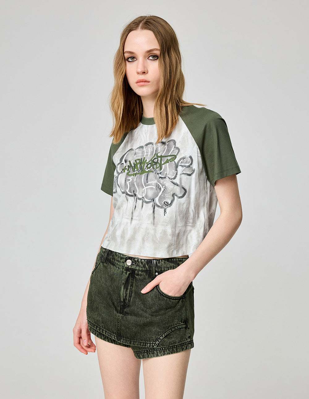 Women's Graffiti Bubble Print Cotton T-Shirt