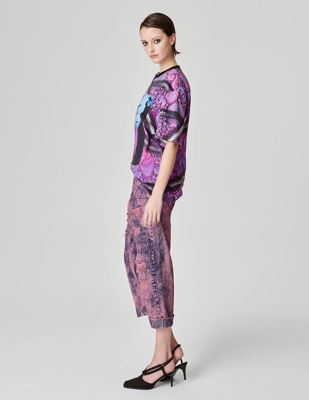 Women's Snowflake Washed Ripped Jean's