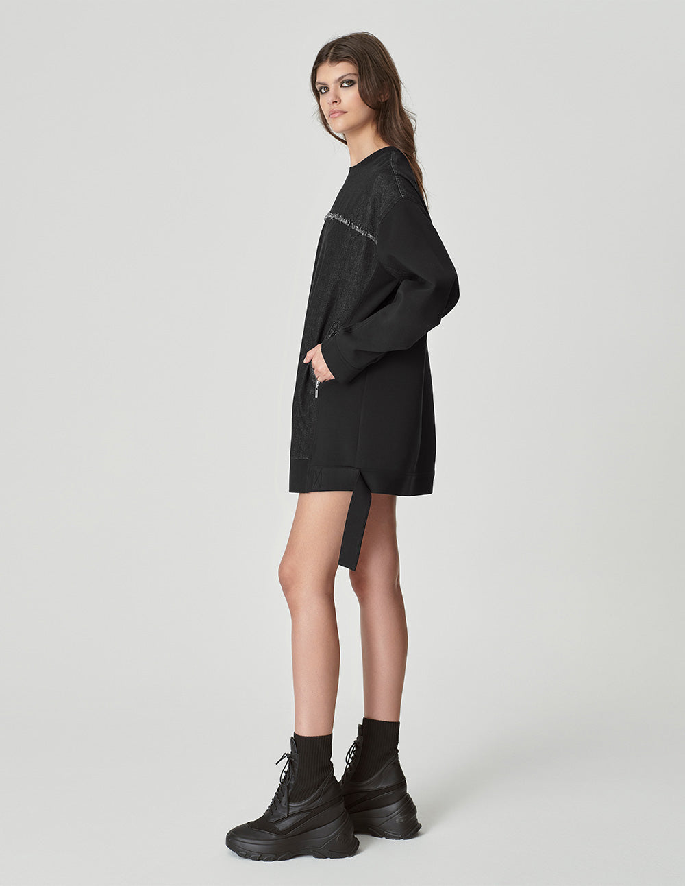 Women's Patchwork Washed Denim Dress