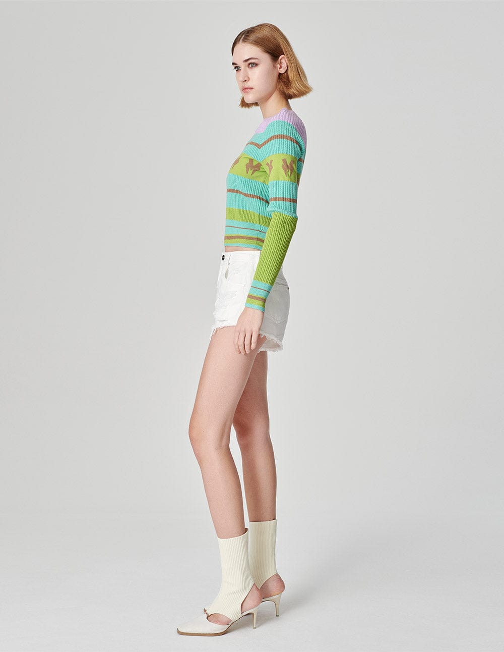 Women's Contrast Striped Jacquard Knit Pullover