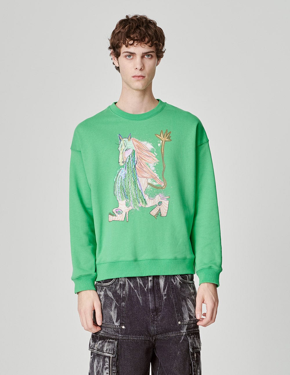 Unisex Pony Print Cotton Sweatshirt