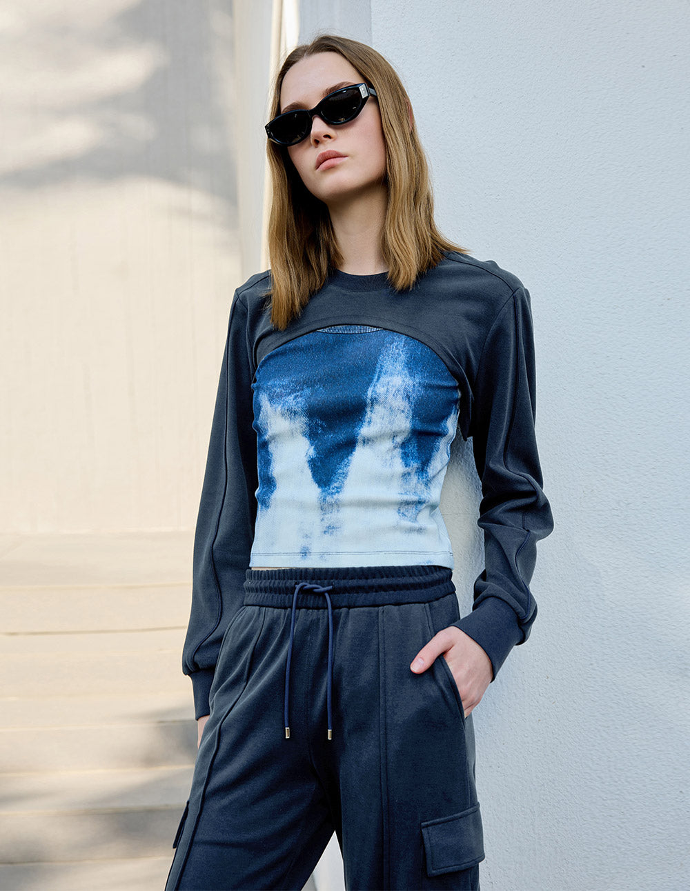 Women's Sporty Layered Cropped Tops