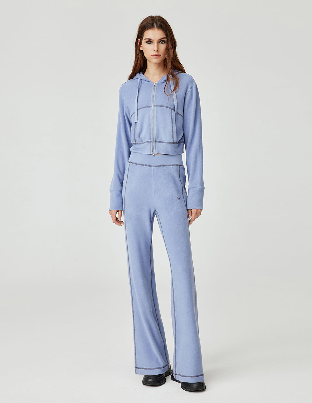 MF versatile casual elastic high waist straight loose wide leg pants