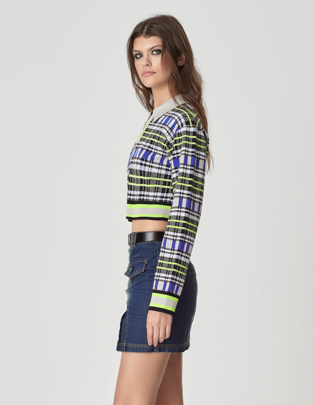 Women's contrast plaid jacquard sweater