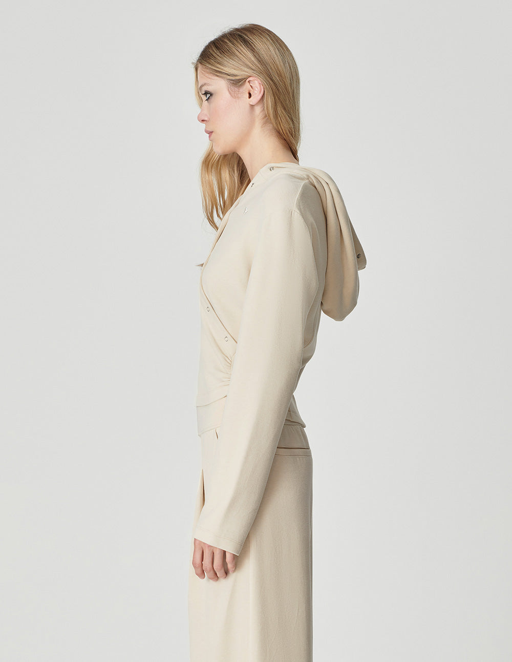 Women's Apricot Fake Wrap Hooded Sweatshirt