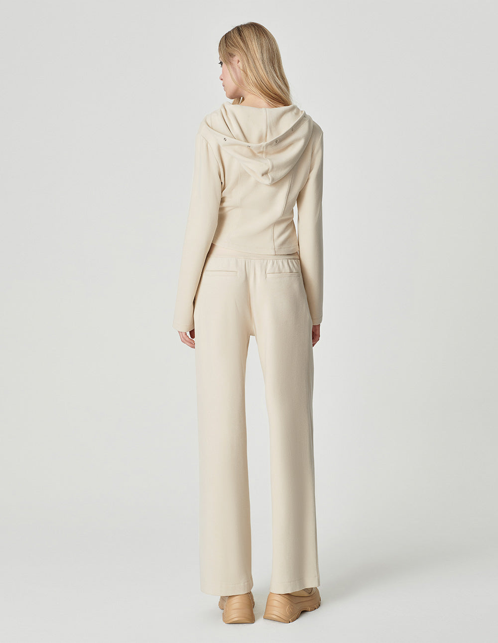 Women's Apricot Fake Wrap Hooded Sweatshirt