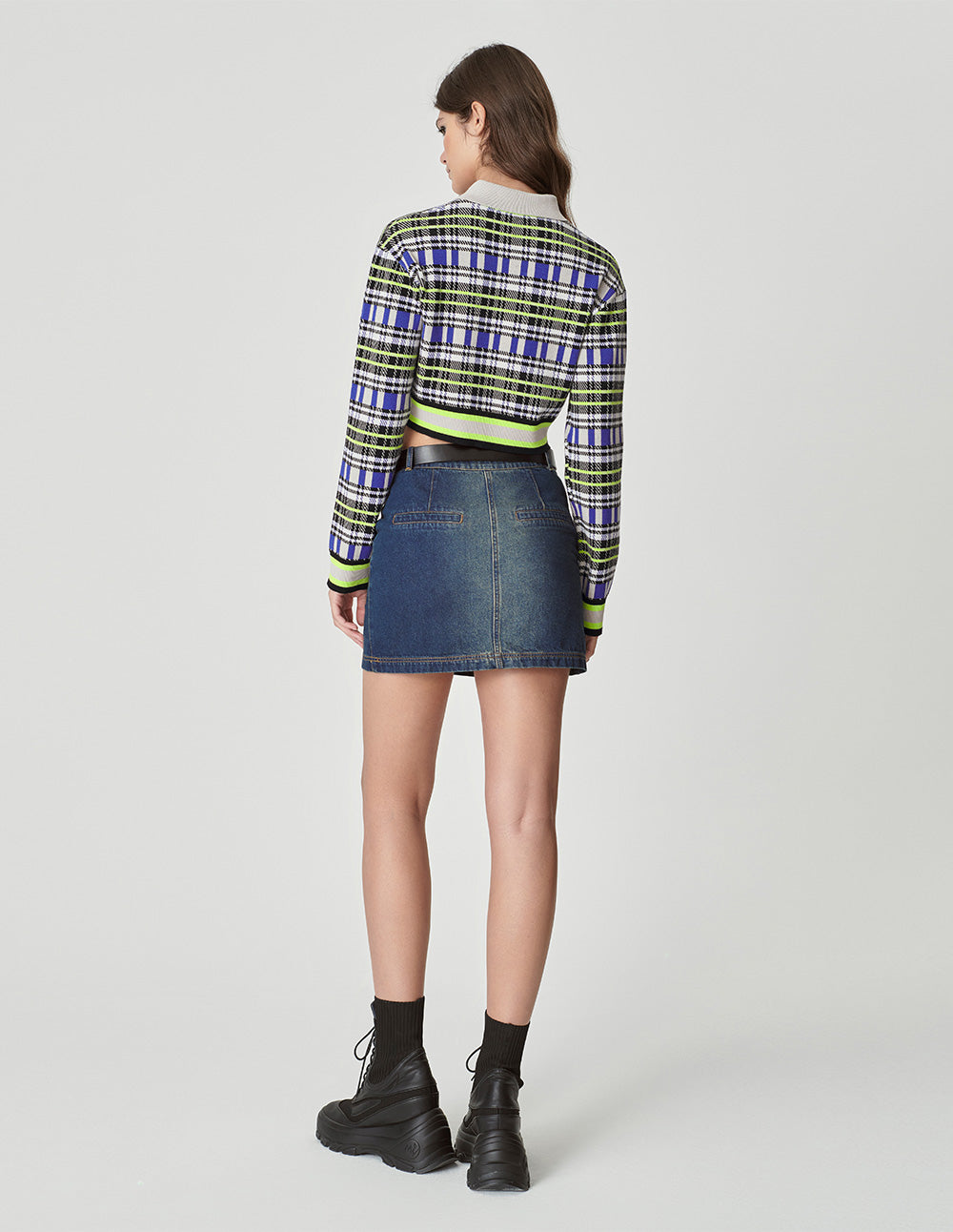 Women's contrast plaid jacquard sweater