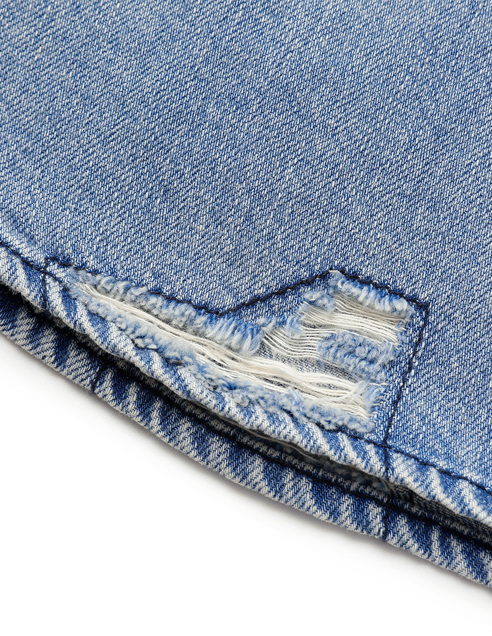 Couple Style Patch Embroidered Ripped Denim Shirt