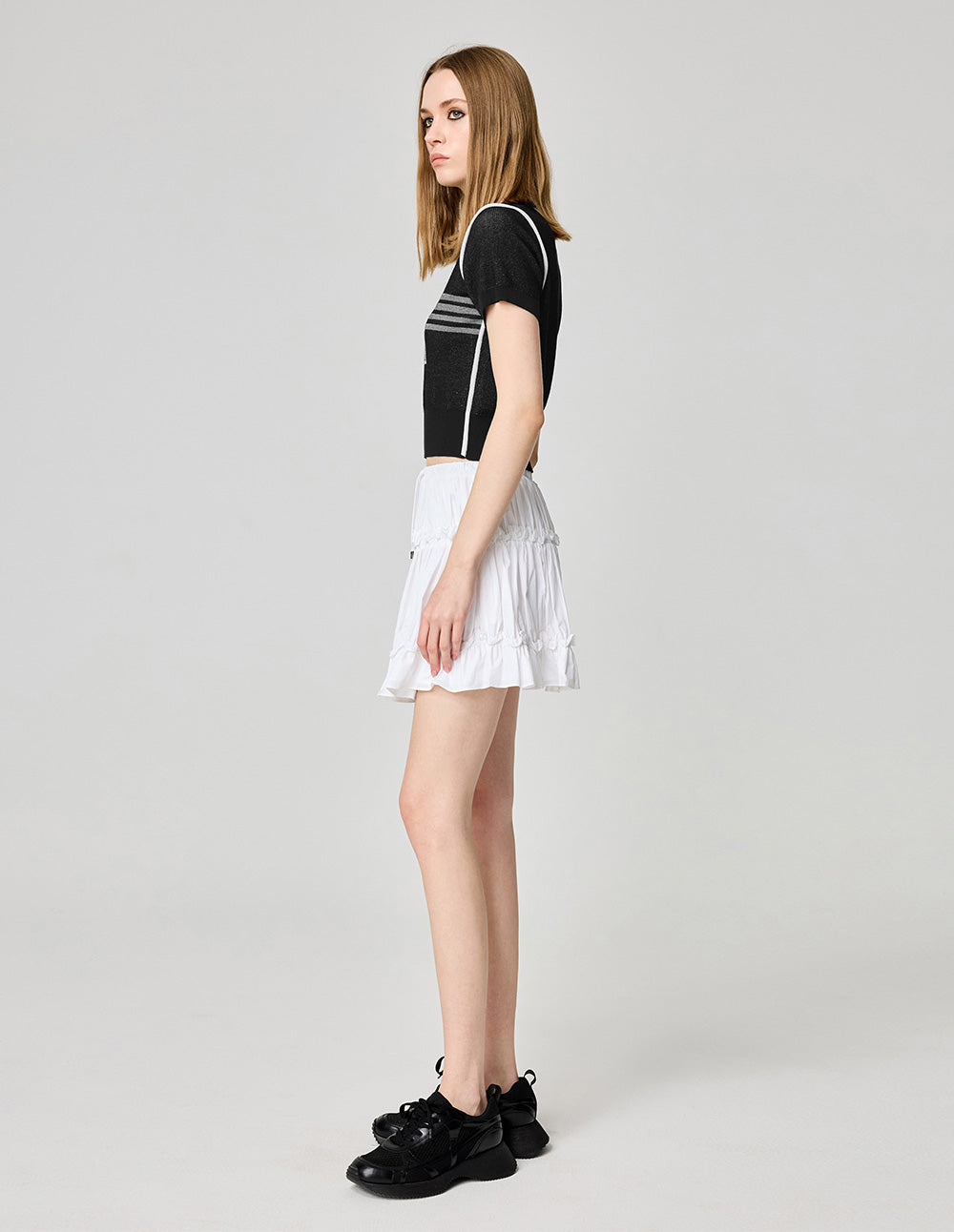 Women's Contrast Jacquard Crew Neck Sweater