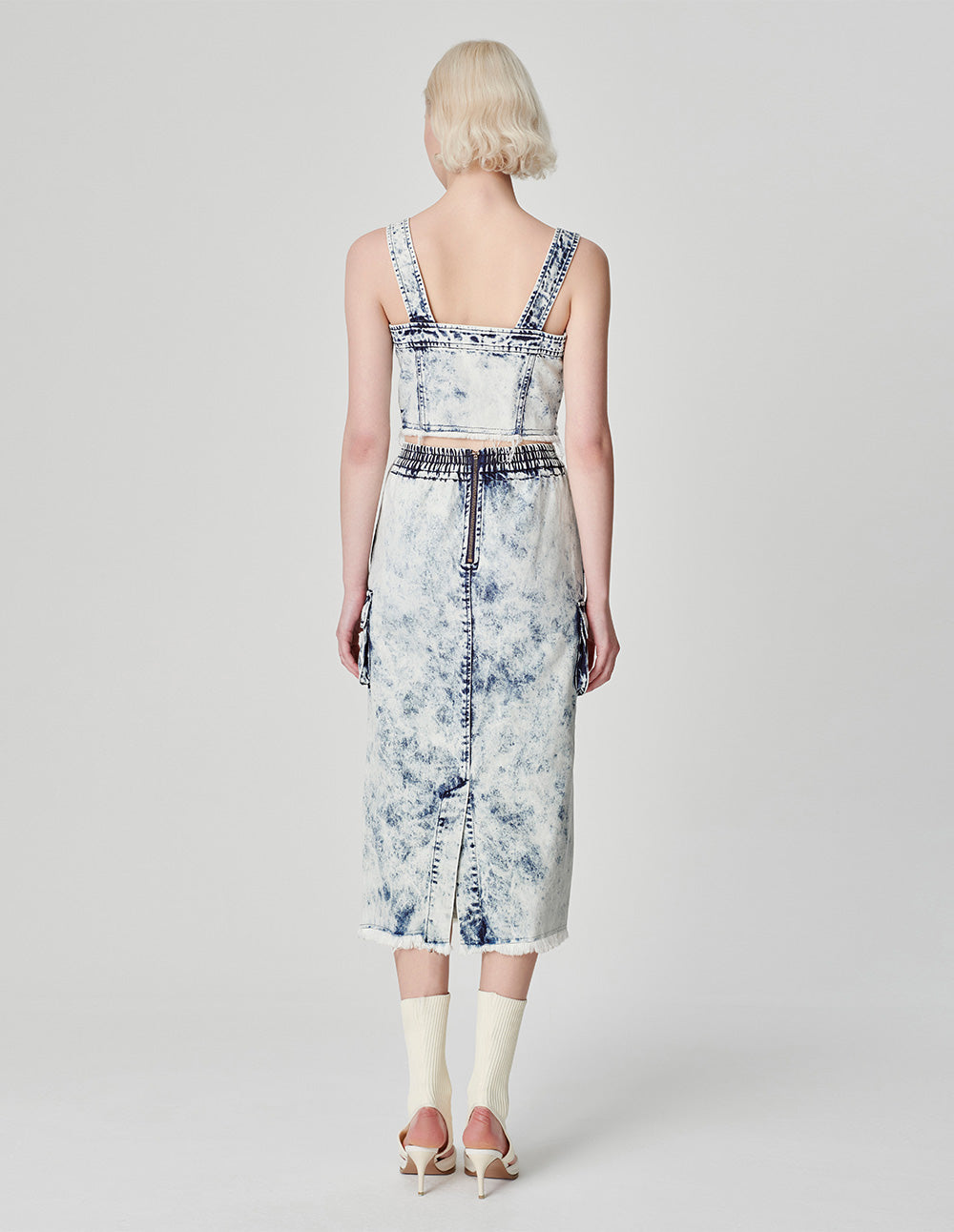 Women's Tie-Dyed Bleached Denim Vest