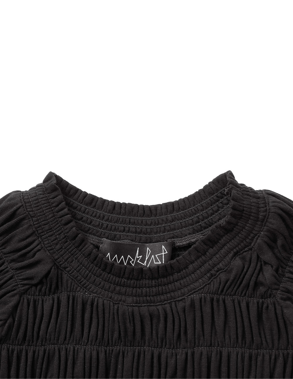 Women's Black Raglan Sleeve Pleated Crop Top
