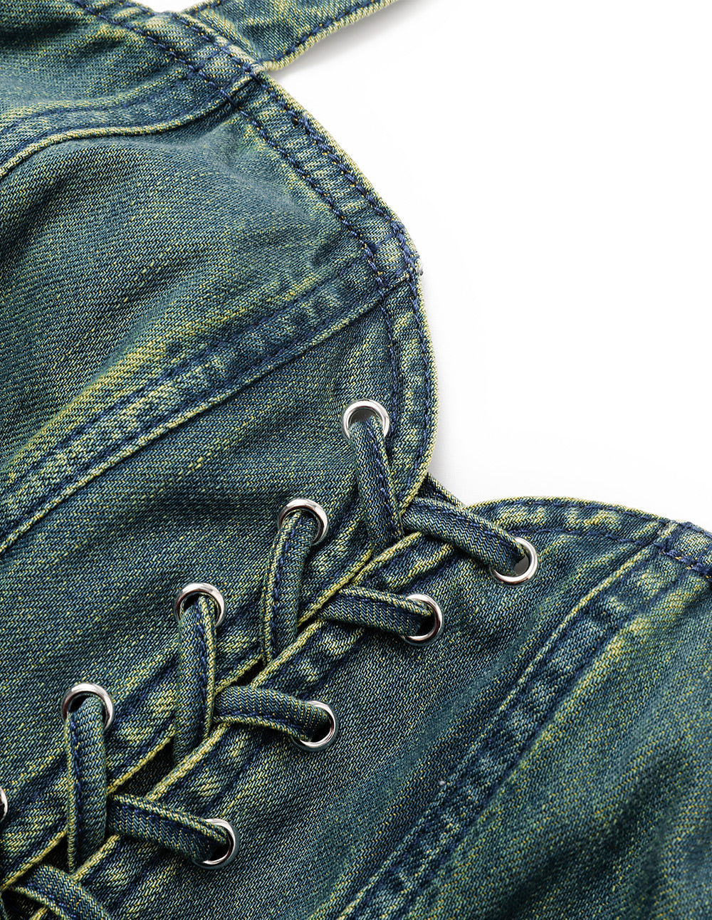 Women's Halter-Neck Dyed Denim Vest