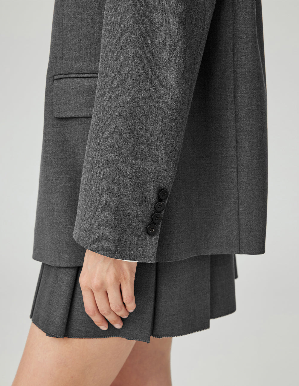 MF simple power peak lapel dropped shoulder sleeve suit jacket