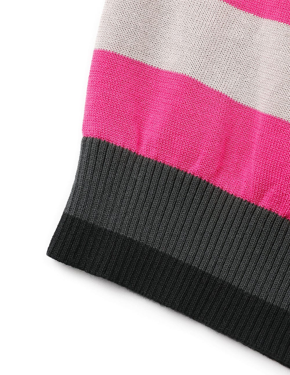 Women's Rose Red Striped Short-Sleeved Sweater