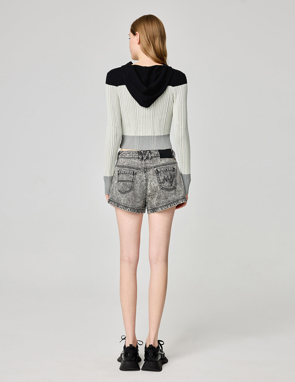 Women's Threaded Three-Color Patchwork Knitted Pullover