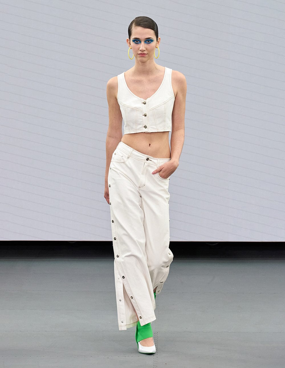 Women's White Washed Denim Vest