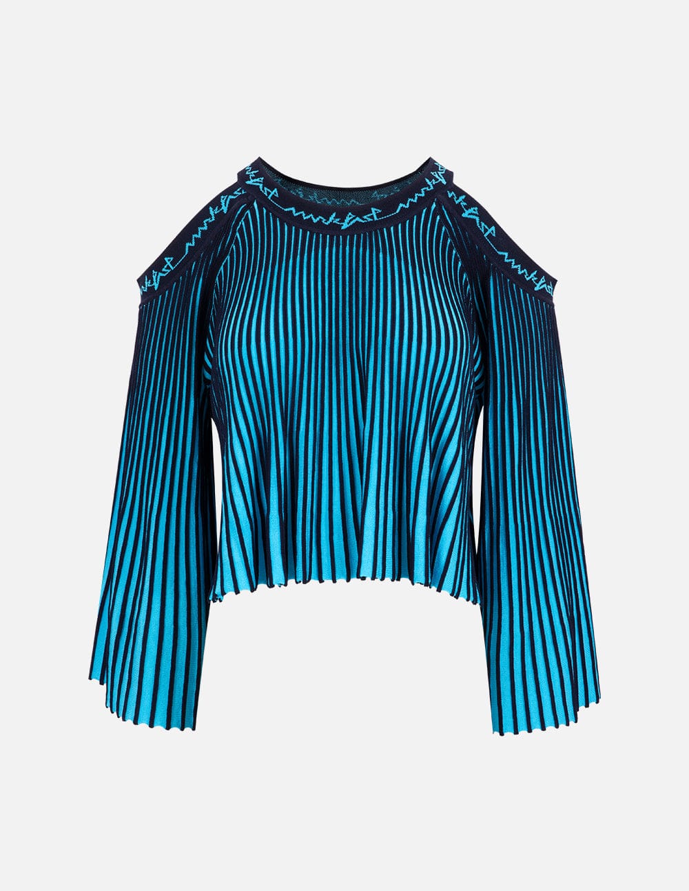 Women's Blue Off-Shoulder Knit Sweater