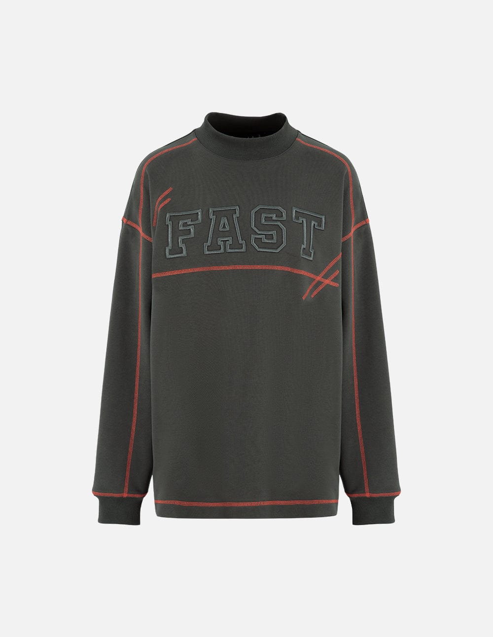 Couple Style Dark Gray Logo Embroidered Sweatshirt