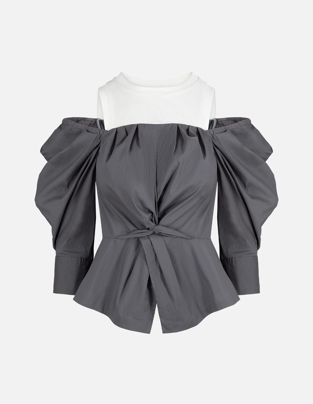 Ladies Strapless False Two-Piece Long Sleeve Top