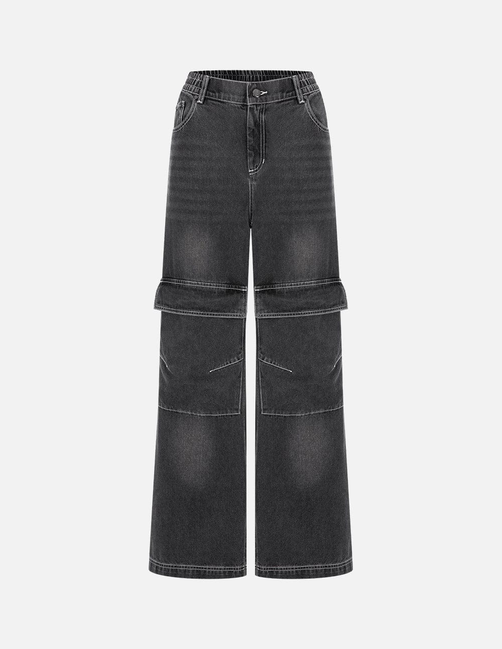 Dark Black Relaxed Denim Trousers