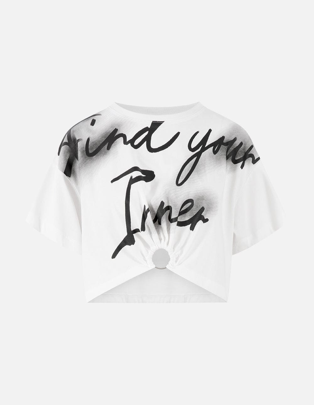 Cotton Cropped Paint Print T-Shirt