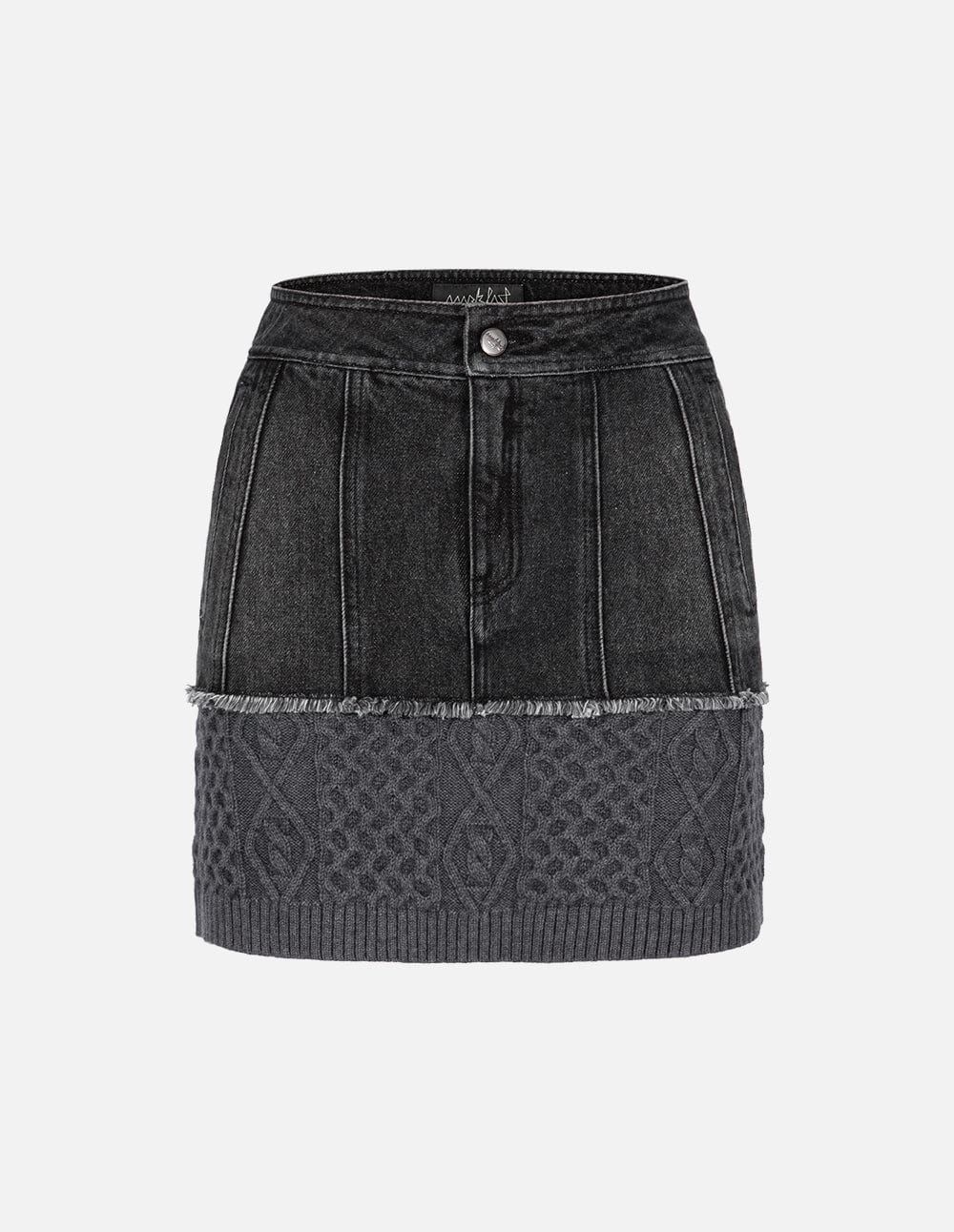 Women's Denim Patchwork Mini Knit Skirt