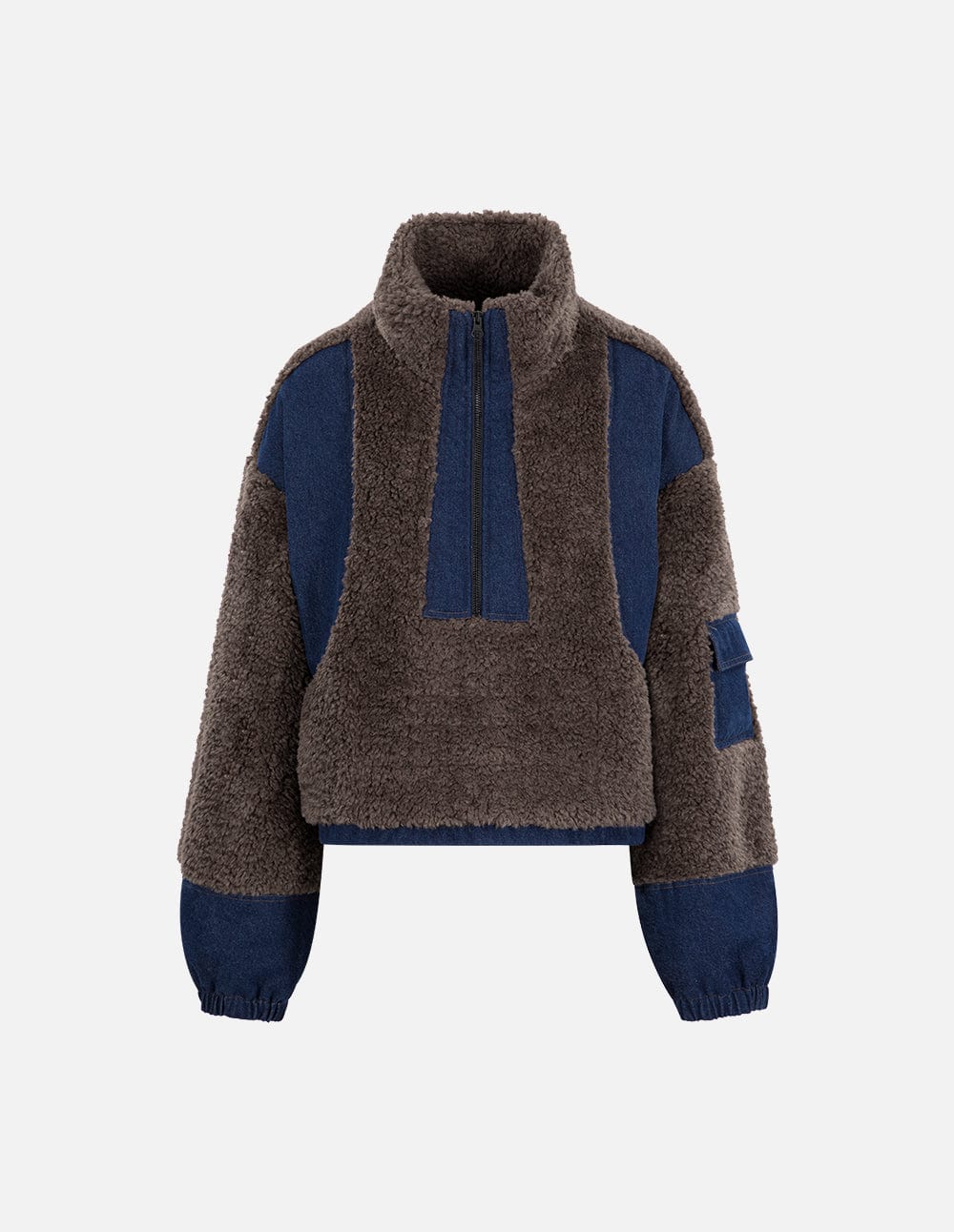 Women's Denim Paneled Faux Fur Jacket