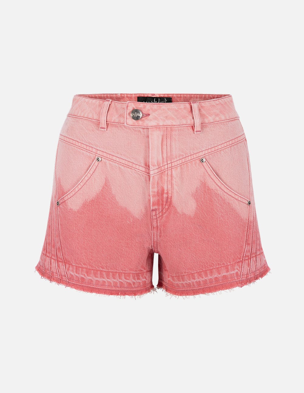 Women's Light Pink Tie-Blend Denim Shorts